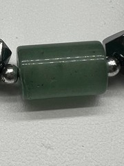 Vtg 16 In Hematite and Jadeite Stone Necklace N17