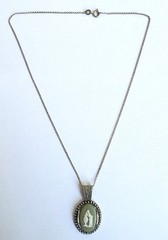 Vintage Wedgwood Sage Green Jasperware Oval Pendant 15.5” Necklace Sterling 925