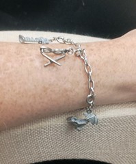 Vintage Summer Charm Bracelet Dangle Silver Tone Vacation 6.75″
