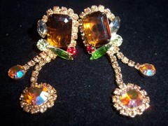 JULIANA D&E WATERMELON RHINESTONE NECKLACE BRACELET BROOCH EARRING SET PARURE