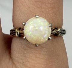 Art Deco Antique 14kt Yellow Gold Genuine Opal Ring Size 6 3.3 Grams