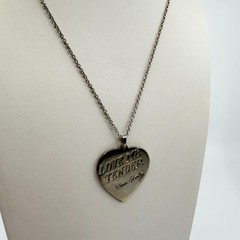 Vintage Elvis Presley Love Me Tender Heart Pendant Necklace Silver Tone Retro