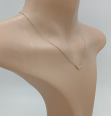 925 LATH Chevron Necklace 18in Adjustable Vermeil Gold over Sterling Silver READ