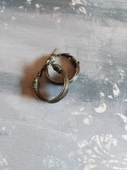 Vintage hoop earrings silver tone metal wire wrap with post 1 1/8″ diameter