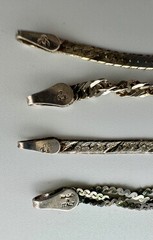 Vintage IBB Italy Sterling 4pc Bracelet Set Serpentine Curb Flat Herringbone Mix