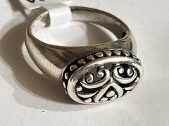 Sterling Silver 925 Statement Scroll Signet Ring Artistic Filigree Openwork, S 8