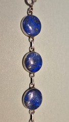 Vintage Indigo Lapis Lazuli Link Sterling Silver Bracelet 925