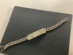 VTG Mens Heavy Sterling Silver Marine Navy Radio Officer ID bracelet 7.25″ 30g