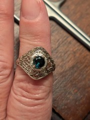 Lovely Art Deco 10-14 K White Gold Blue tourmaline/indicoliteRing Size 9