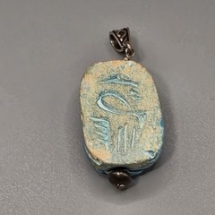 Vtg Scarab Pendent Egyptian Revival Turquoise Blue Color /vintage
