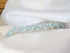 Vintage Sterling Silver 925 Double 2 Row Heated Blue Topaz Tennis Bracelet 7.5″