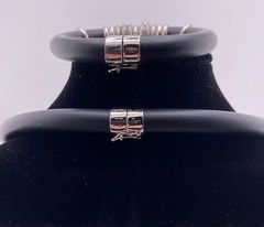 Erwin Pearl Choker & Bracelet Set Forever Silver Rubber Cubic Zirconia Modernist