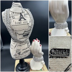VTG 1950s-1960s CROWN TRIFARI Silver-tone Choker Necklace 2 Piece Set Jewelry