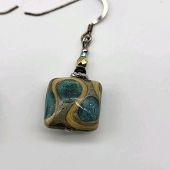 Fabulous Artisan Art Glass bead earrings pierced dangle