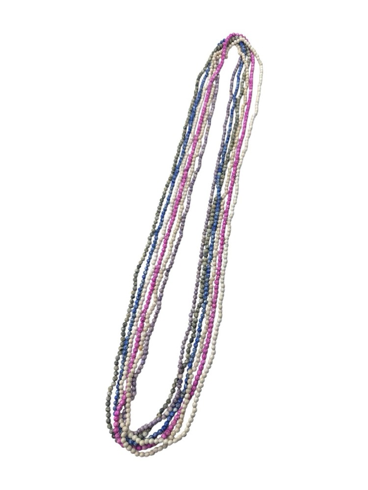 Set Of 6 Vintage Natural Stone Multi Colored Long 17” Necklaces Bohemian