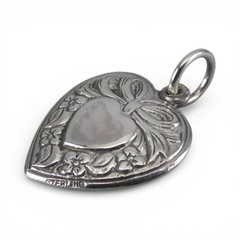 Sterling Silver BOW HEART For Bracelet NECKLACE PENDANT Vintage NEW Puffy CUTE!