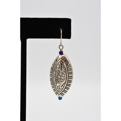 Vintage Dangle Earrings Silver Tone Beaded Shiny Pattern Cocktail 1990s BinAK