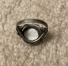 Vintage Soviet Rostov Finift Floral Enamel Ring Russian White Enamel Size 7.5