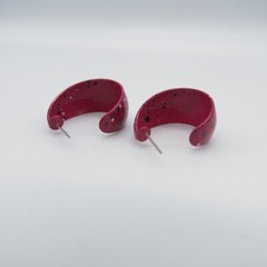 Pink Open Hoop Earrings Paint Splatter Funky Retro