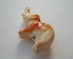 VINTAGE Victorian Carved Good Luck ELEPHANT Angel Skin Coral Charm Pendant