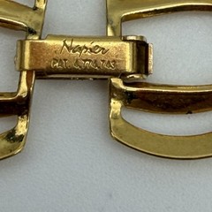 Vintage Napier Gold Tone Choker Link Chain Necklace Pat Number Mint