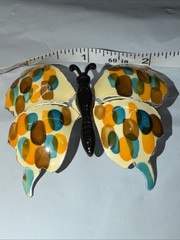 ANTIQUE VINTAGE ENAMELED METAL BUTTERFLY BROOCH MADE IN GERMANY