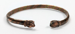Vintage Copper & Brass Twisted Snake Head Cuff Bracelet 1/8″ Wide