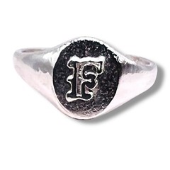 Initial Letter F Signet 925 Sterling Silver Child Baby Woman Pinky Ring Size 3.5