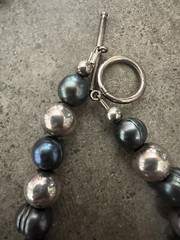 QVC JTV Peacock Cultured Pearls & Sterling Silver Ball Beads Necklace & Bracelet