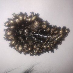 Large Heavy Purple Rhinestone Paisley Shaped Brooch Purple Missing Middle Stone