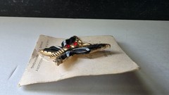 Gold Tone Metal & Enamel Butterfly Brooch Vintage Costume Jewelry READ