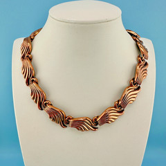 Vintage Renoir Necklace Copper Wing Shaped Links Adjustable 14″ to 18″ Signed