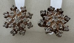 SILVER PLATED ROSE GOLD TONE DIAMANTE CLUSTER SNOWFLAKE POST EARRINGS