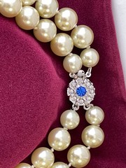 Camrose & Kross JBK Double Strand Pearl Necklace Sapphire Clasp COA