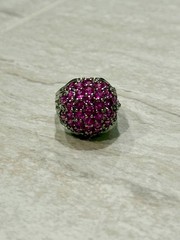 VTG Pink Topaz Ring Cluster 925 Sterling Silver Size 7.75 Estate Floral Bouquet