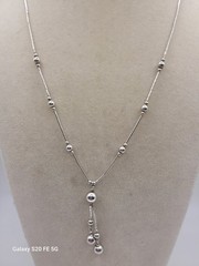 Vintage Native Lariat Liquid SILVER “Y” Necklace Beaded Sterling 925 16″