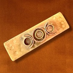 Mid Century Modern Brooch Gold Tone Geometric Brutalist Swirl Vintage