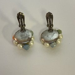 Hong Kong 5 Strand Necklace & Earrings Pastel Yellow Green Peach Blue Pink White