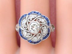 Floral Cocktail Art Deco Style Ring 2.1 Ct Simulated Diamond 14k White Gold Over