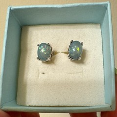 Vintage Man-made Opal Studs with Blue Gift Box