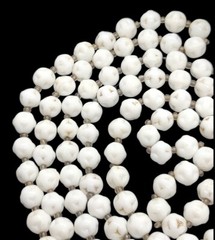 Vintage Czech Signed White Glass Necklace Neiger? Faceted 56in Long