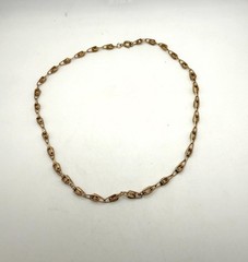 Vintage twisted rope knot link gold tone chain short necklace choker 14 1/2 inch
