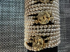 Lot Of 12 Piece Rose Gold Tone / Off- White Faux Pearl Gold Tone Clasp Bracelets