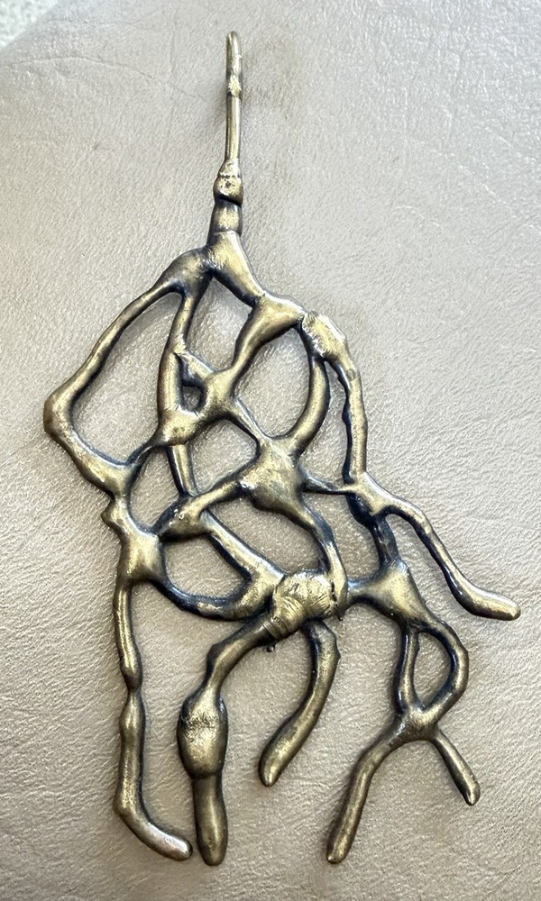 Mid Century Modern Modernist BRUTALIST Brass Bronze Abstract Pendant