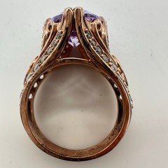 PAJ 925 sterling silver rose gold pink purple cubic zirconia CZ ring size 7.5