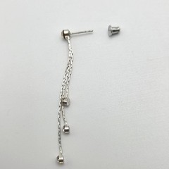 Vintage Sparkly Triple Strand Rhinestone Silver Plate Earrings FREE $HIPPING!