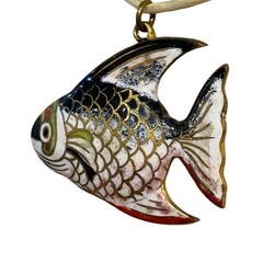 Vintage Cloisonne Fish Pendant Necklace Nautical jewelry Japanese cloisonné art