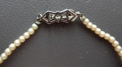 Antique Art Deco Deltah Solid 14K Gold Sapphire Diamond Man Made Pearl Necklace