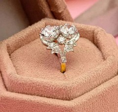 3Ct Art Deco Style Round Cut Lab Created Diamond Anniversary 14K Gold FN Ring