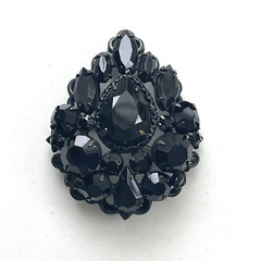 Vintage Regency Signed Japaned Jet Black Teardrop Rhinestone Pin Brooch
